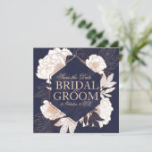 日付カードの青い金ゴールドボタン 招待状 (スタンド正面)