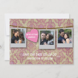 日付カードをピンク色で保存 セーブザデート