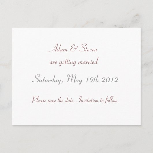 日付カードをヴィンテージポートレートで保存 案内ポストカード (裏面)