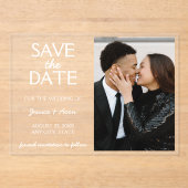 日付カードを保存したシックなエレガント写モダン真 アクリル招待状 (正面)