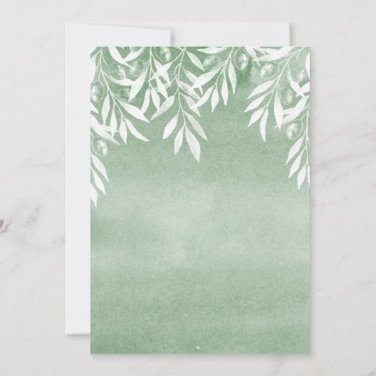 日付カードを保存するオリーブ枝ボタニカルウェディング セーブザデート (裏面)