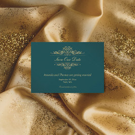 日付カードを保存するガソリングリーンゴールデンフレーム セーブザデート