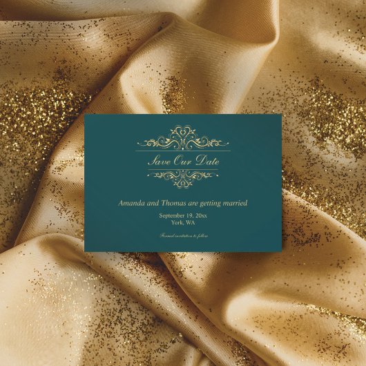 日付カードを保存するガソリングリーンゴールデンフレーム セーブザデート