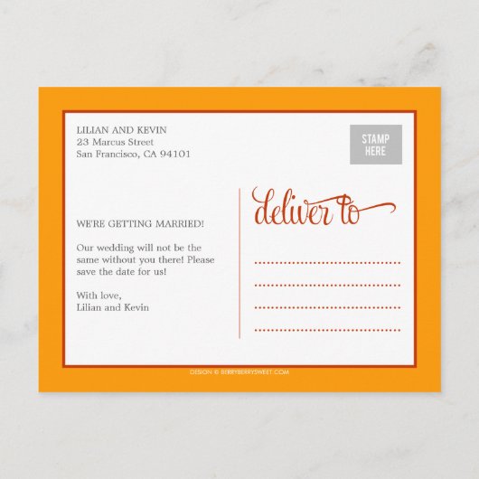 日付カードを保存するモノグラムの鳥 案内ポストカード (裏面)