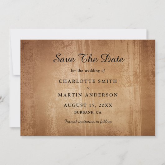 日付カードを保存するヴィンテージ結婚式の写真 セーブザデート (裏面)