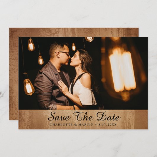 日付カードを保存するヴィンテージ結婚式の写真 セーブザデート (正面/裏面)