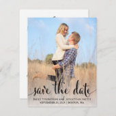 日付カードを保存する写真、黒いスクリプ素朴ト セーブザデート (正面/裏面)