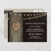 日付カードを保存する彫刻された祖父オークの木 案内ポストカード (正面/裏面)