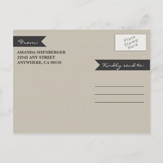 日付カードを保存する彫刻された祖父オークの木 案内ポストカード (裏面)