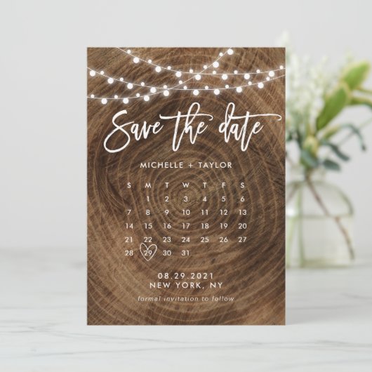 日付カードを保存する木目のカレンダー カード (スタンド正面)