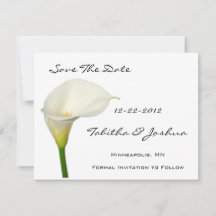 日付カードを保存する白いCalla Lily