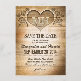 日付カードを保存する素朴な木造の国 セーブザデート