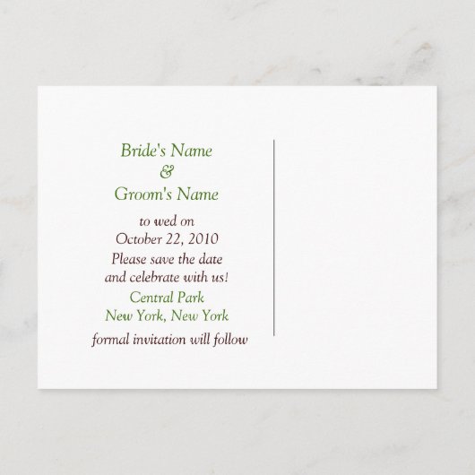 日付カードを保存する結婚式 案内ポストカード (裏面)