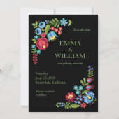 日付カードを結婚保存するハンガリーのレッドローズ 招待状 (正面)