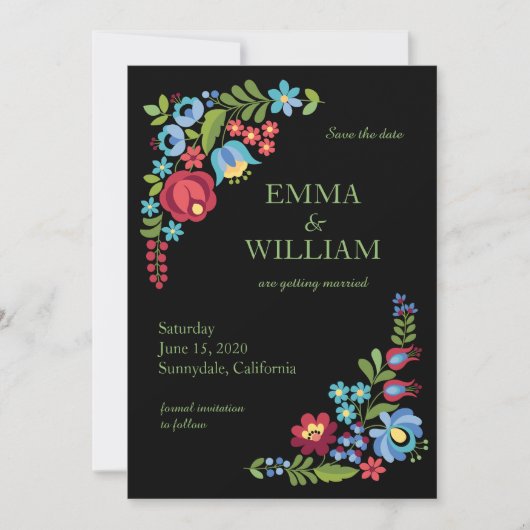 日付カードを結婚保存するハンガリーのレッドローズ 招待状 (正面)