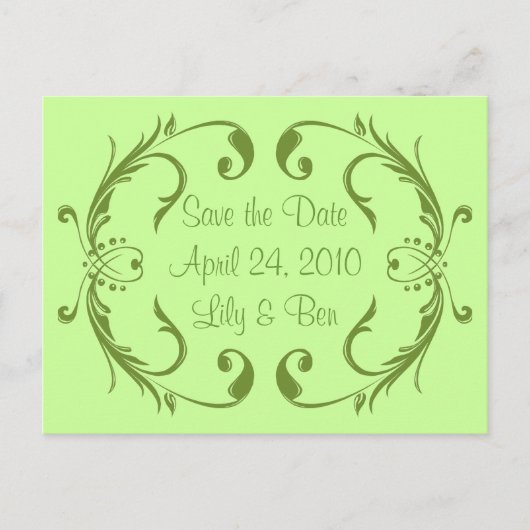 日付カードを緑で保存 案内ポストカード (正面)