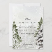 日付カードを除く素朴な冬の木々の結婚式 サンキューカード (正面)