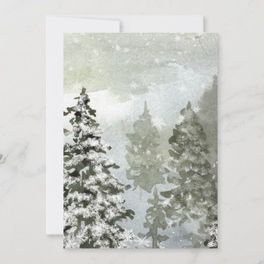 日付カードを除く素朴な冬の木々の結婚式 サンキューカード (裏面)