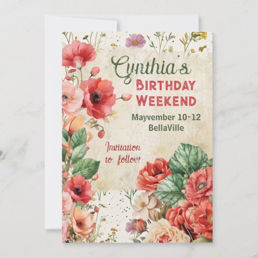 日付カードファームの保存テーマ 招待状 (裏面)