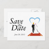 日付カード新郎新婦カップルの保存 案内ポストカード (正面/裏面)