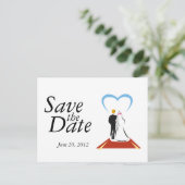 日付カード新郎新婦カップルの保存 案内ポストカード (スタンド正面)