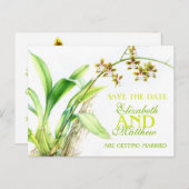 日付カード色彩の鮮やかを除く蘭の緑の花 案内ポストカード (正面/裏面)