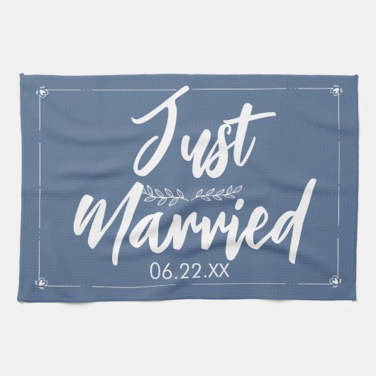 日付ギフト結婚キッチンタオル付きたった今結婚しました キッチンタオル (横)