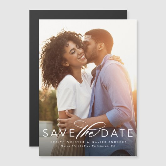 日付クラシックを保存する垂直フォトマグネット (正面/裏面)