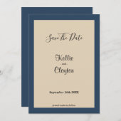 日付クラシックを保存する青い枠 セーブザデート (正面/裏面)