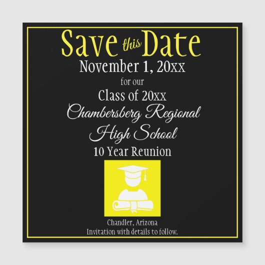 日付クラスの懇親会イエローブラックマグネットの保存 (正面)