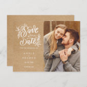 日付クラフトハ素朴ンドスクリプト写真を保存 案内ポストカード (正面/裏面)