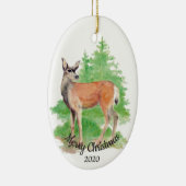 日付クリスマスカスタムの水の色の鹿の動物 セラミックオーナメント (右)