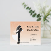 日付グラデーションのポストカー結婚ドを保存 案内ポストカード (スタンド正面)