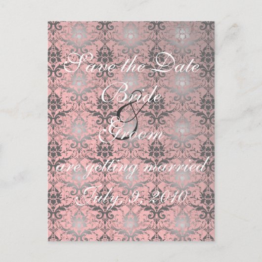 日付グランジポストカードのピンク 案内ポストカード (正面)