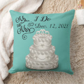 日付ケーキ結婚ーのパーソナライズ クッション (ブランケット)