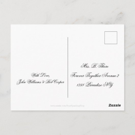 日付ゲイの結婚LGBTゲイプライドパーティーを保存 ポストカード (裏面)