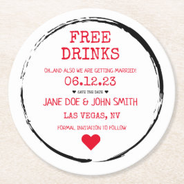 日付コースターの保存（赤） ラウンドペーパーコースター