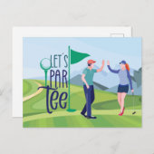 日付ゴルファーのパーティーを保存するためのゴルフ場パー・ティー ポストカード (正面/裏面)