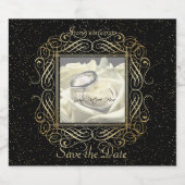 日付ゴールドフォイルエレガントドットのルックスクリプトを保存 ビールラベル (シングルラベル)