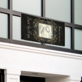 日付ゴールドフォイルエレガントドットのルックスクリプトを保存 横断幕 (ビルの外側)