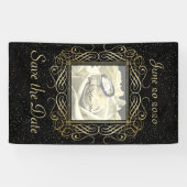 日付ゴールドフォイルエレガントドットのルックスクリプトを保存 横断幕 (横)