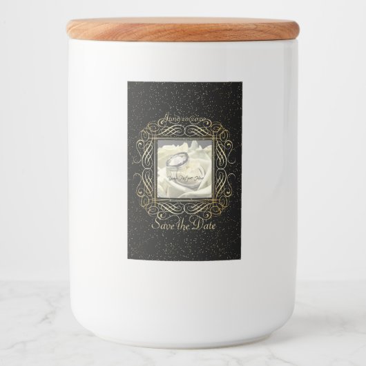 日付ゴールドフォイルエレガントドットスクリプトを保存 フードラベル (正面)