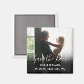 日付シックなスクリプトモダンのフォトマグネットの保存 マグネット (正面/裏面)