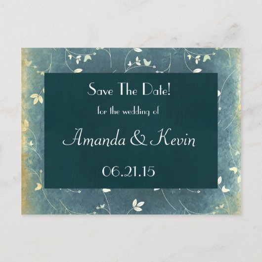 日付シックなヴィンテージパターンの保存 案内ポストカード (正面)