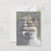 日付シックな書道の写真を結婚保存する ノートカード (裏面)