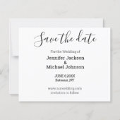 日付シックな書道の写真結婚カードを保存 (裏面)