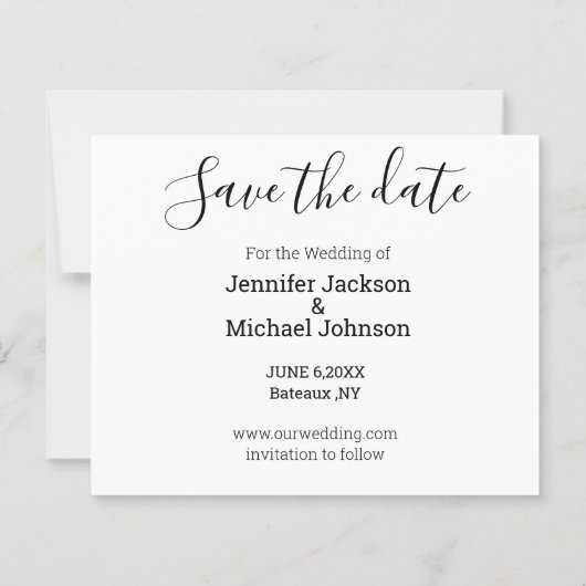 日付シックな書道の写真結婚カードを保存 (裏面)