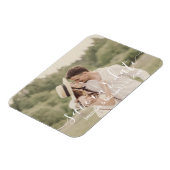 日付シックな白い手書きの写真を保結婚存する マグネット (左側)