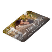 日付シックな白い手書きカップルの写真を保存する マグネット (左側)