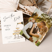 日付シャンパンウォーターカラーカードの保存 セーブザデート